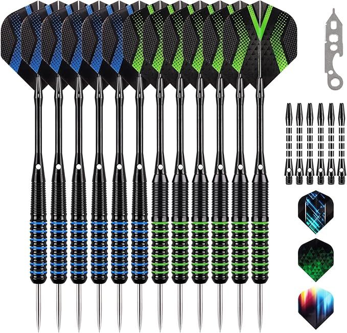 Grebarley Profi Steeldarts Set mit Metallspitzen