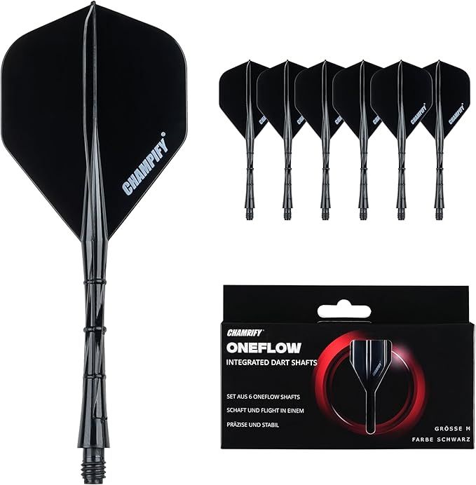 OneFlow Dart Shafts mit Flights Blau Größe M für Steeldarts & Softdarts